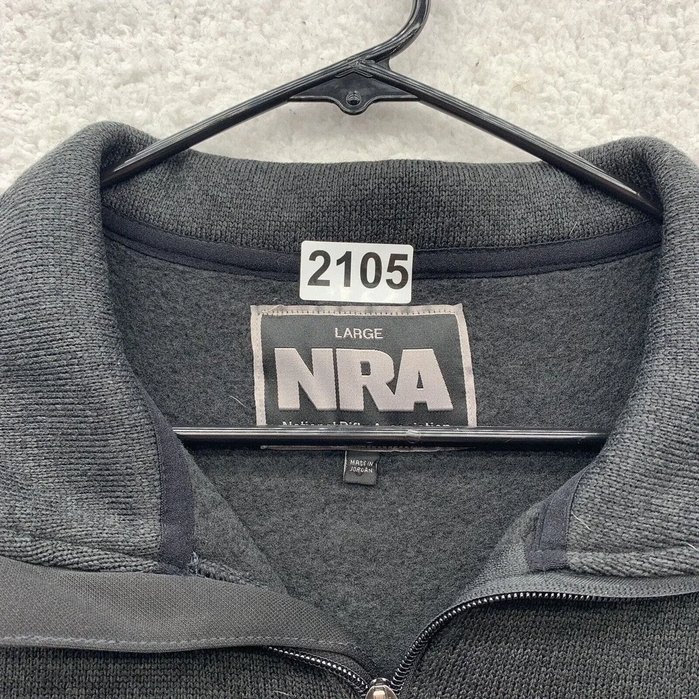 NRA Fleece Jacket Mens Large L 1/4 Zip Black Rifle Guns Hunting 2A 2nd Amendment
